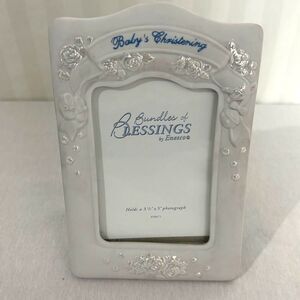 Enesco Baby Christening Picture Frame 3.5x5 White Victorian Ornate NIB